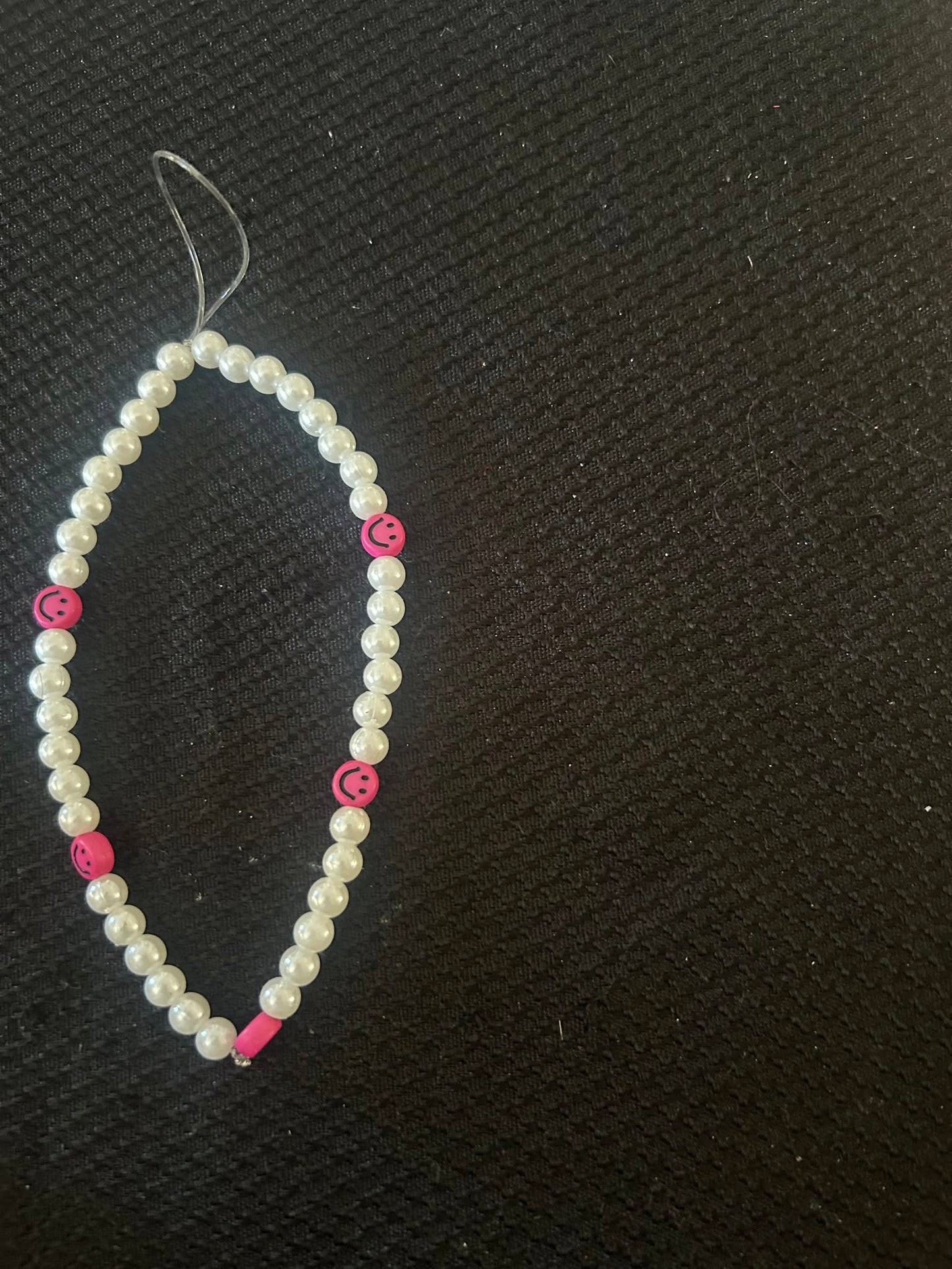 Dark Pink Smiley Face Phone Charm