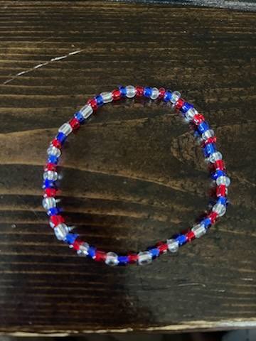 American Flag Seed Bead Bracelet