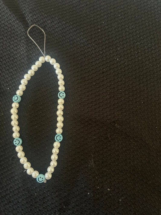 Blue Smiley Face Phone Charm