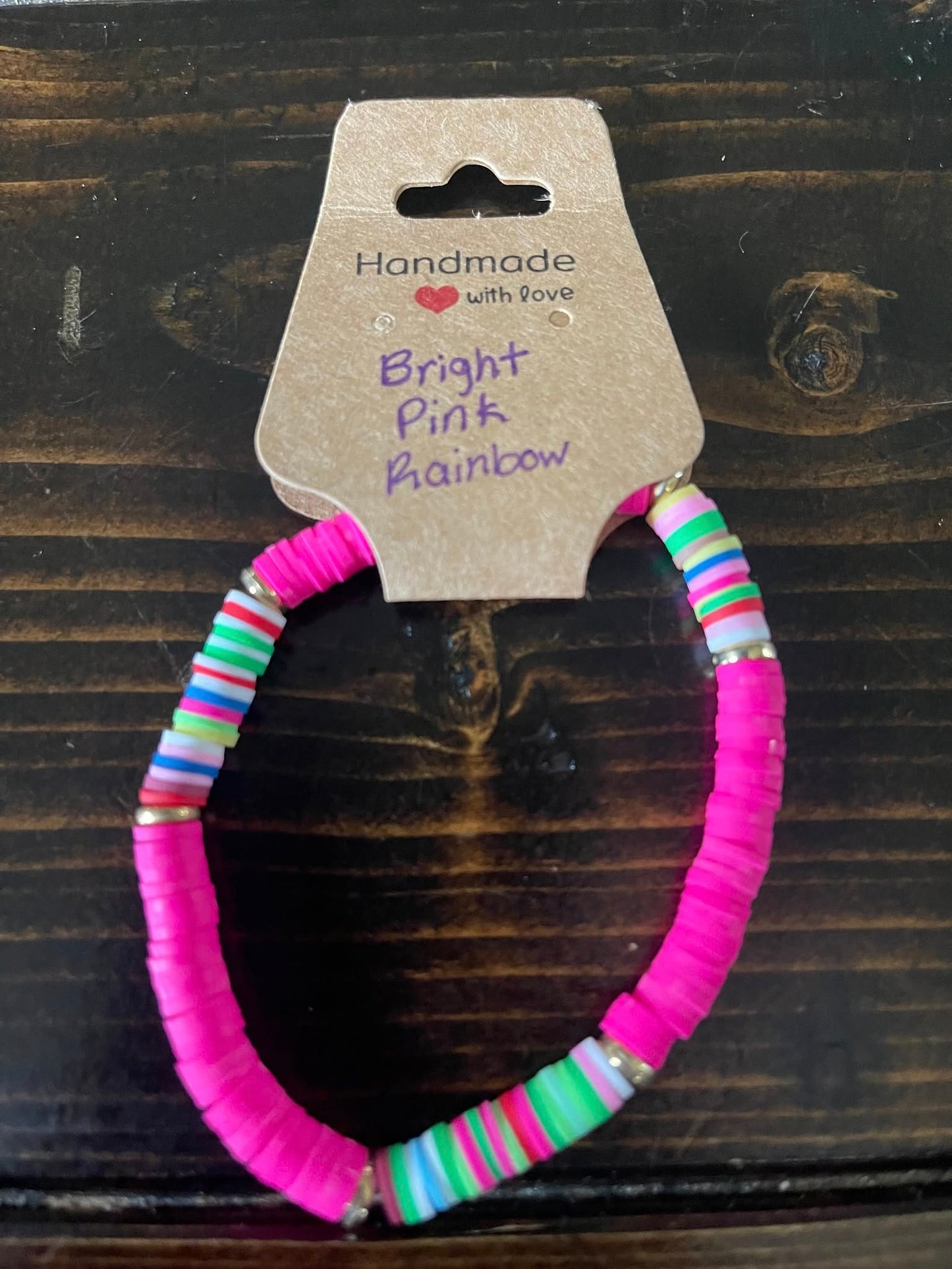 Bright Pink Rainbow Bracelet