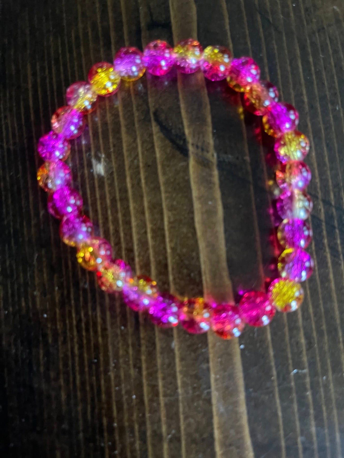Raspberry Lemonade Glass Bead Bracelet