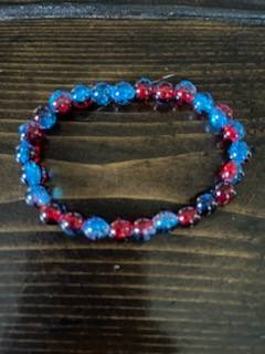 Cherry and Blue Raspberry Slushie Glass Bead Bracelet