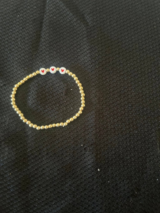 Gold Heart Bead Bracelet