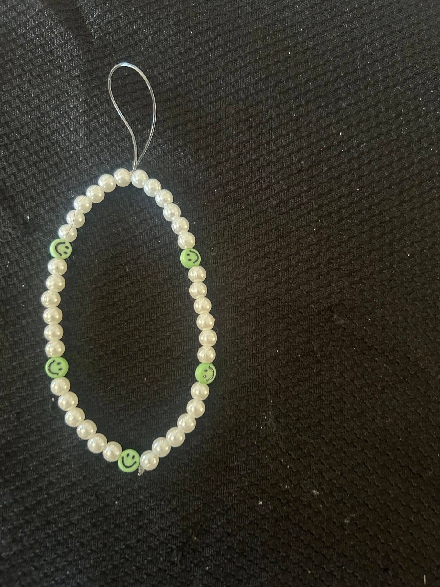 Green Smiley Face Phone Charm