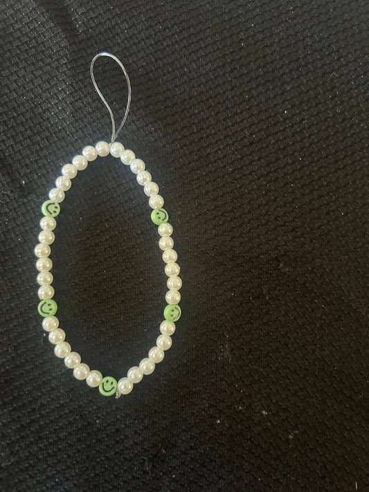 Green Smiley Face Phone Charm