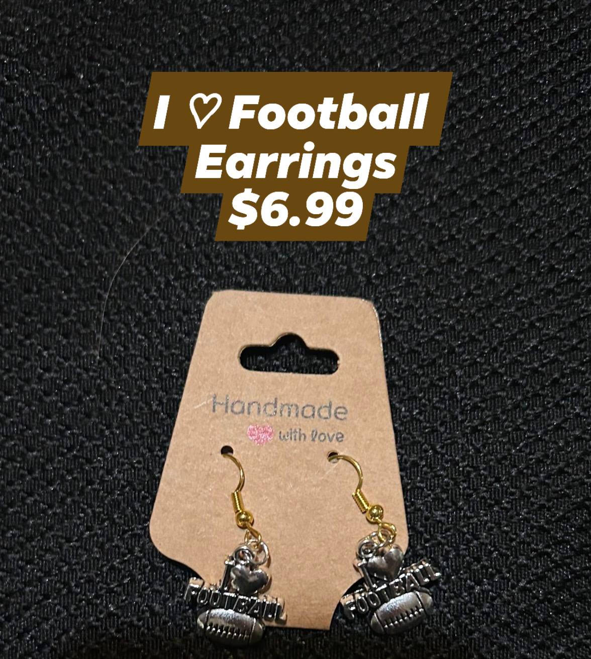 I Love Football Earrings