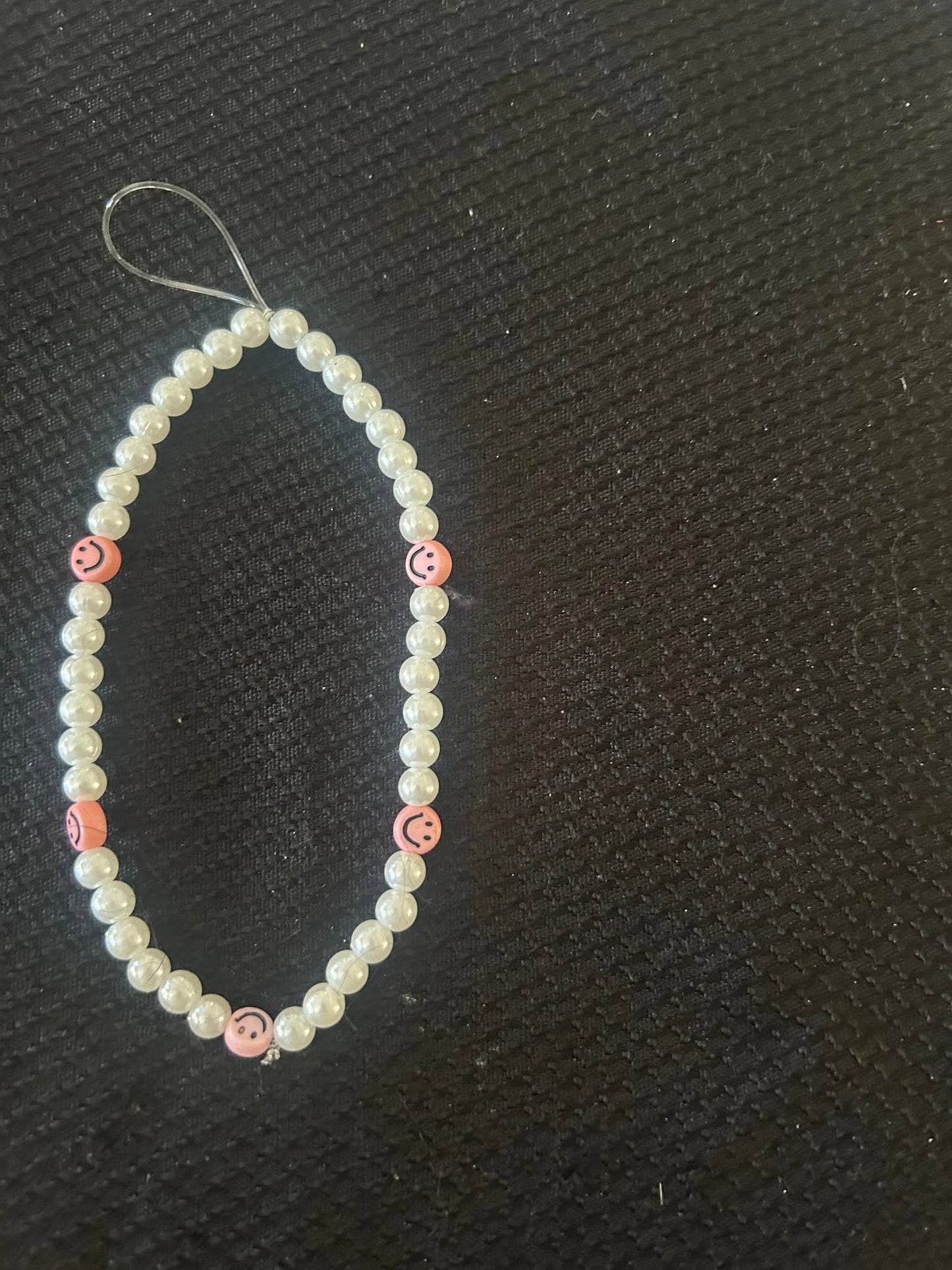 Pink Smiley Face Phone Charm
