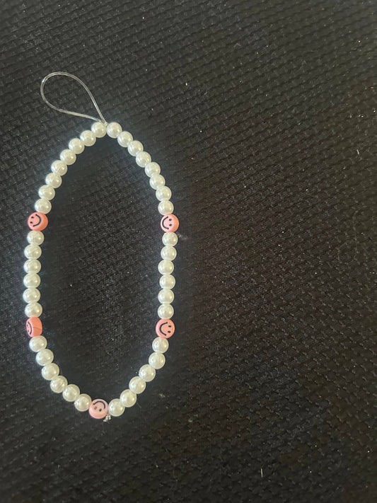 Pink Smiley Face Phone Charm