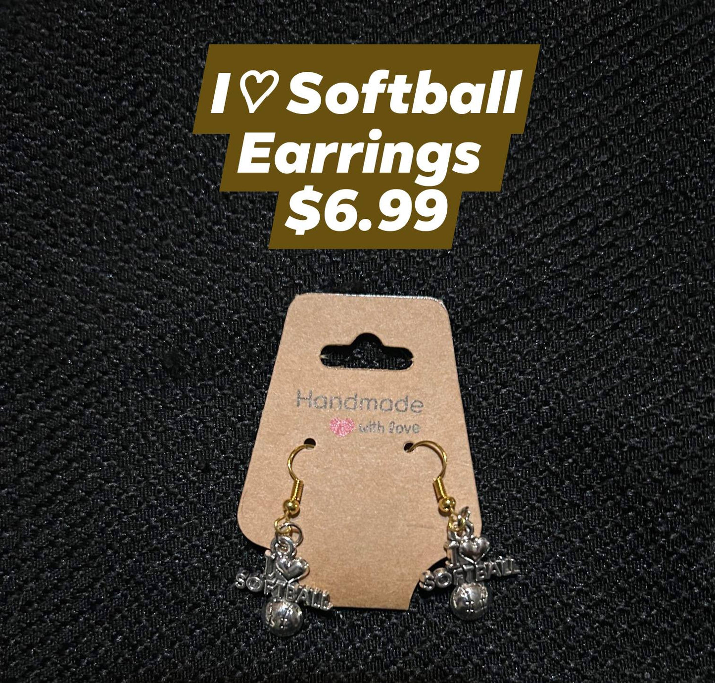 I Love Softball Earrings